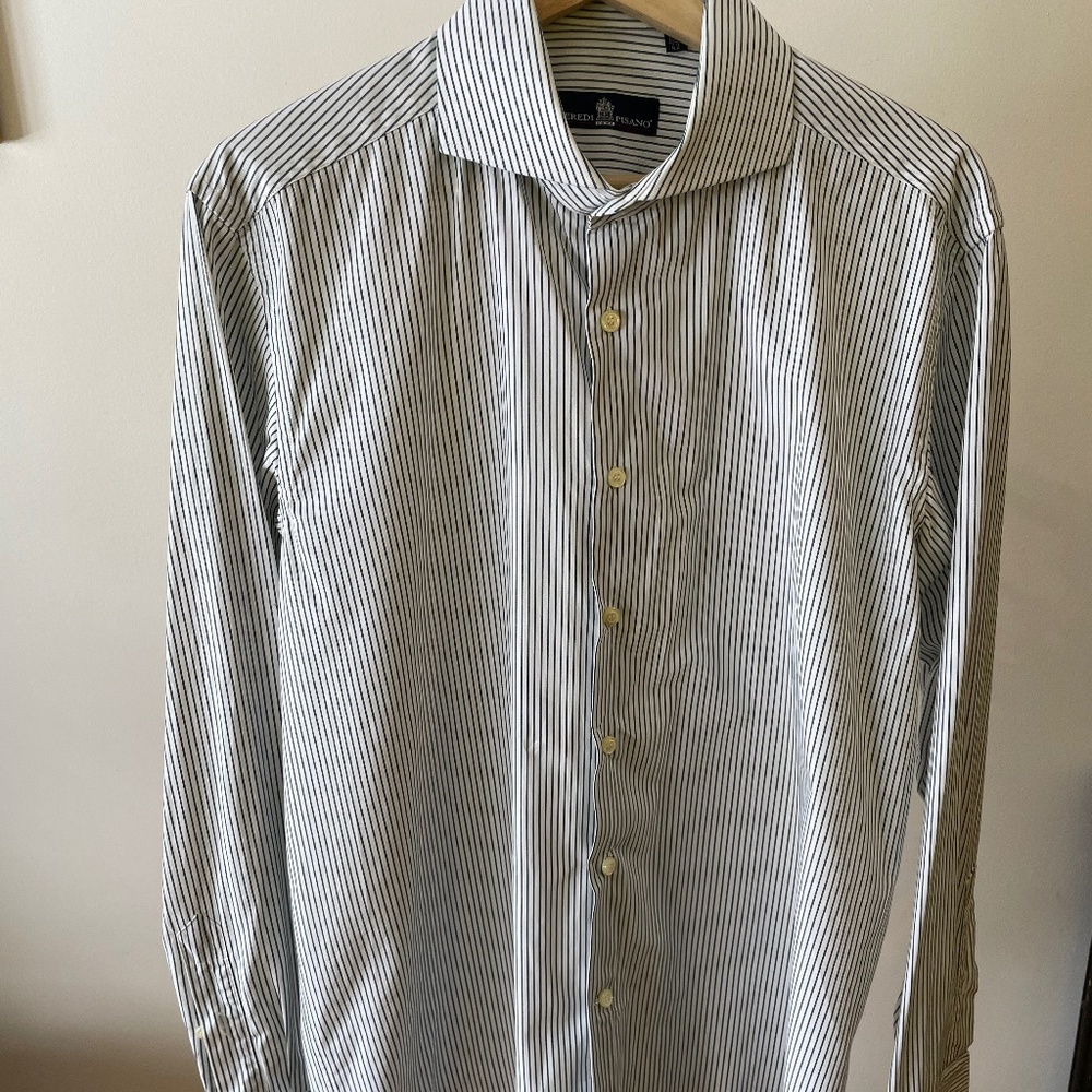 Eredi Pisano men’s dress shirt made in Italy,  Size 16.5 /42 Cufflink closure